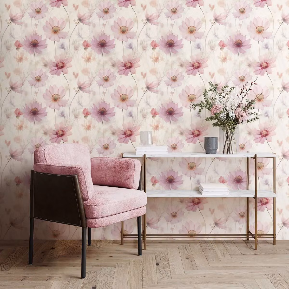 Muriva Lissa Flowers Pink Floral Botanical Wallpaper Roll – 2