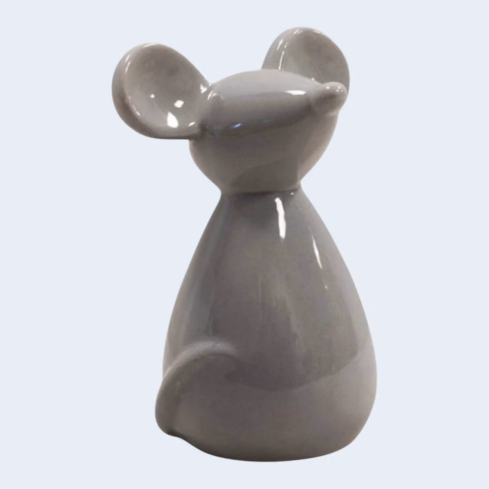 Four Candle Grey Ceramic Mouse Tabletop Decoration, W: 14.5 cm, H: 10.4 cm, D: 4.0 cm – 2