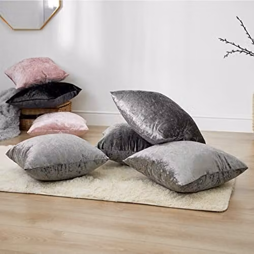 Sienna Luxury Crushed Velvet Cushion Covers, Pack of 4, Silver Grey, W/D/H: 45 x 45 x 45 cm – 5