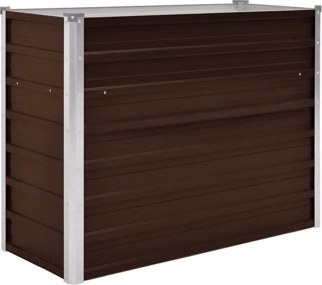 Berkfield Home Garden Brown Galvanised Steel Raised Bed W/D/H: 100 x 40 x 77 cm – 1