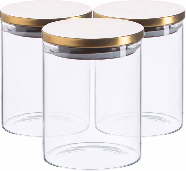 Argon Tableware Scandi Storage Jar with Gold Metallic Screw Lid, 0.75 l