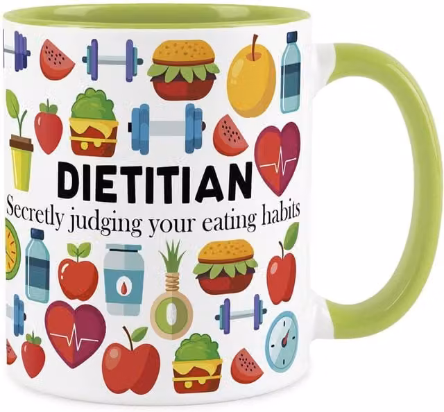 Purely Home Novelty Dietitian Ceramic Mug in Green