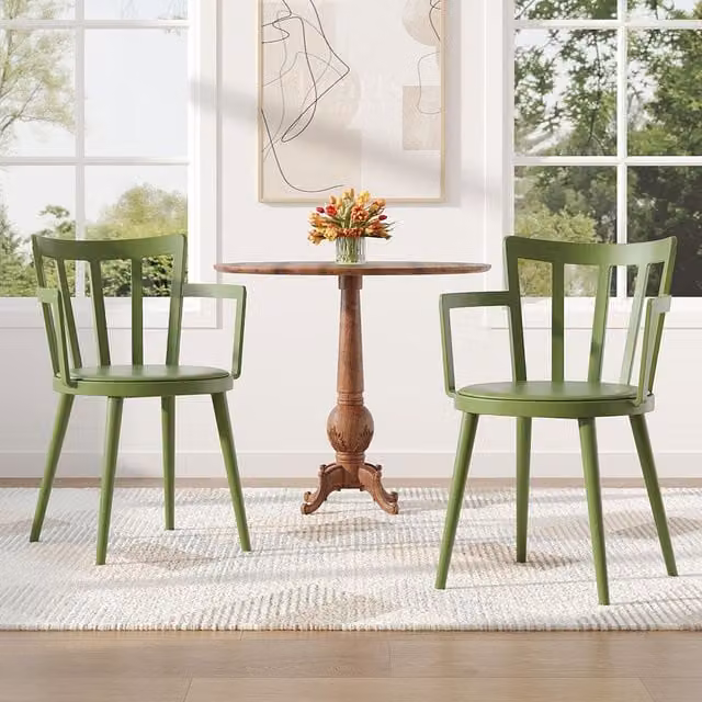 Komore Set of 4 Modern Green PP Dining Chairs with PU Leather Pads