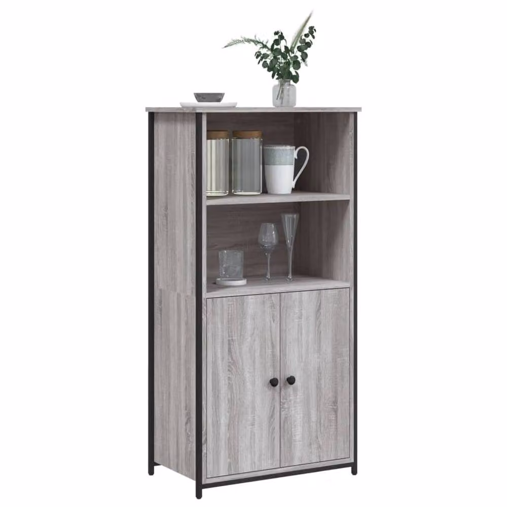 Berkfield Home Sonoma Grey Modern Highboard with Hinged Doors and Internal Shelves, W/D/H: 62 x 36 x 121.5 cm – 3
