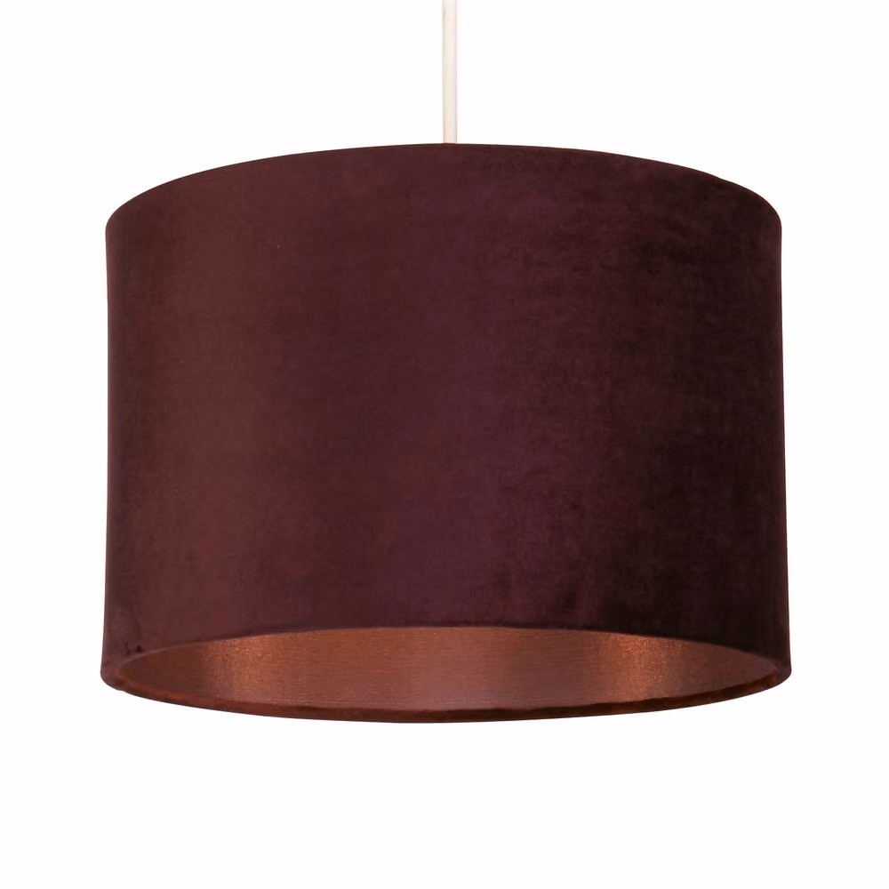 Lighting Collection Plum Velvet Drum Lamp Shade with Silk Liner, Diameter: 30 cm – 2
