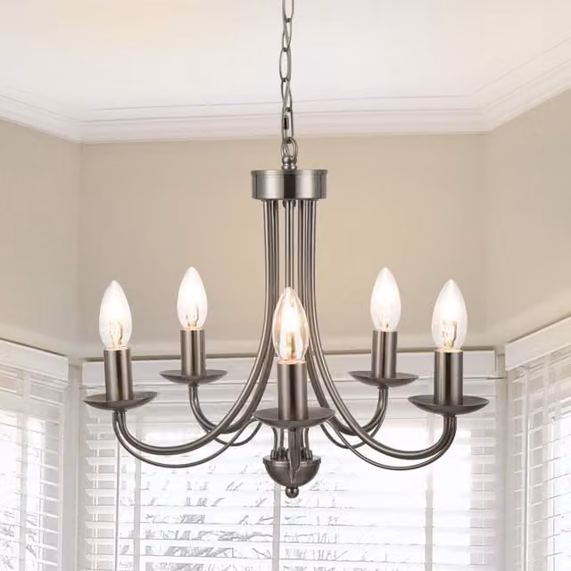 COSYLYTE Elmore 5 Light Pendant Light in Silver Metal