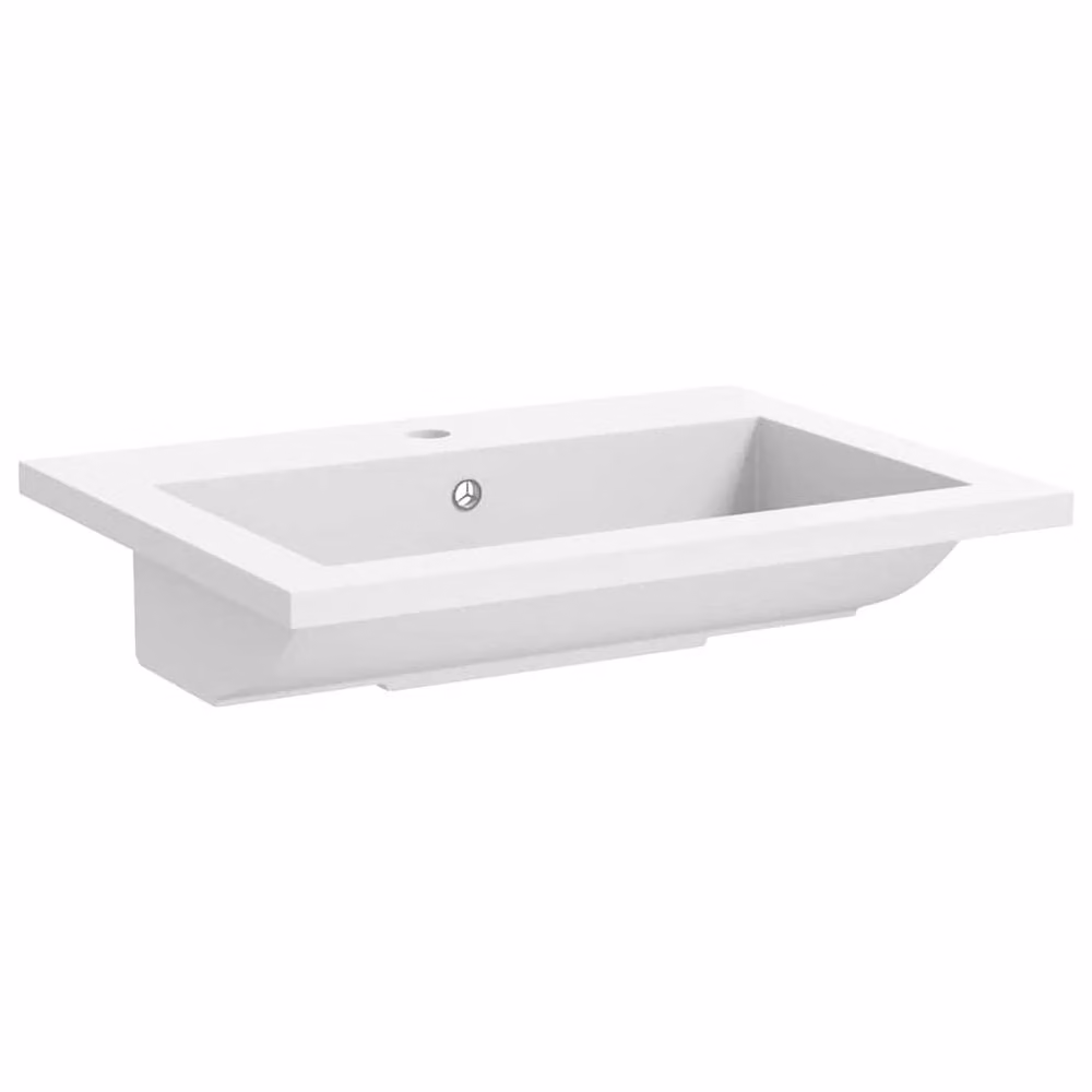 Berkfield Home White Granite Composite Rectangular Countertop Basin with Overflow W: 60 cm, D: 45 cm, H: 12 cm – 2