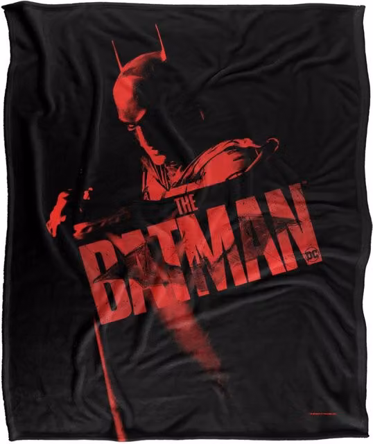 DC Comics The Batman (2022) Monochromatic Red Blanket, White, W: 152 cm, D: 127 cm – 1