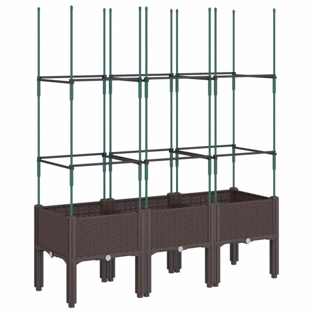 Berkfield Home Garden Planter with Trellis in Brown, W/D/H: 120 x 40 x 142.5 cm – 2
