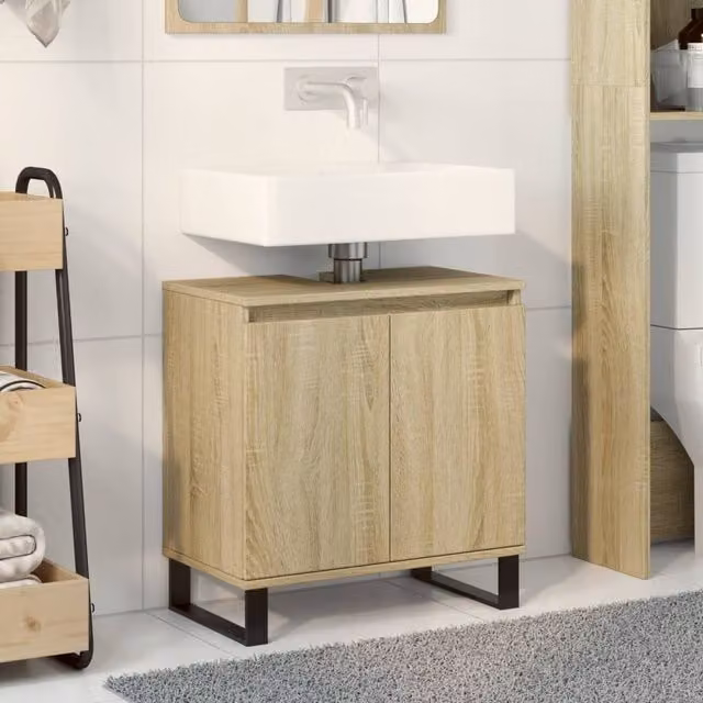 Berkfield Home Sonoma Oak Bathroom Cabinet in Brown, W: 58 cm, D: 33 cm, H: 60 cm