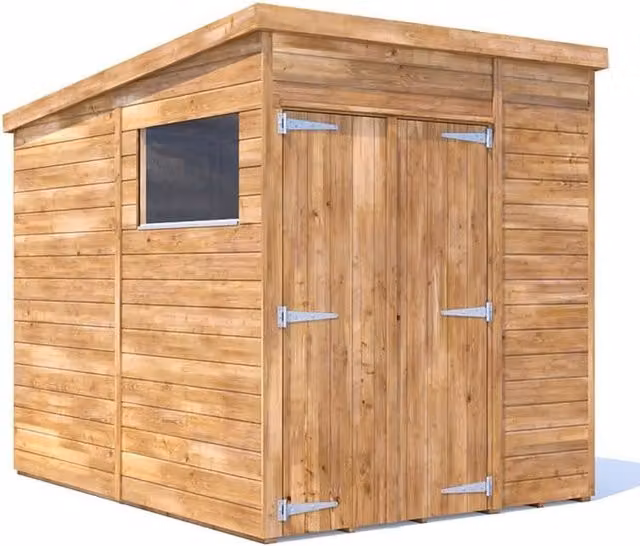 Dunster House Rustic Brown Wooden Pent Storage Shed with Window