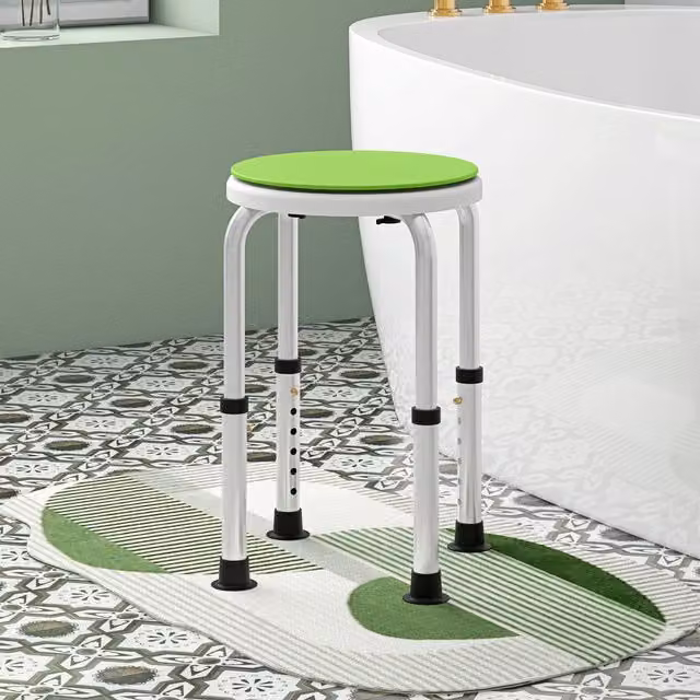 HOMCOM 360 Degree Swivel Shower Stool with Non-Slip Feet and Height Adjustable Legs in Green – 1
