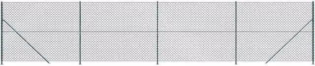 Berkfield Home Green PVC-Coated Steel Chain Link Fence with Flange, H: 140 cm x W: 10 m