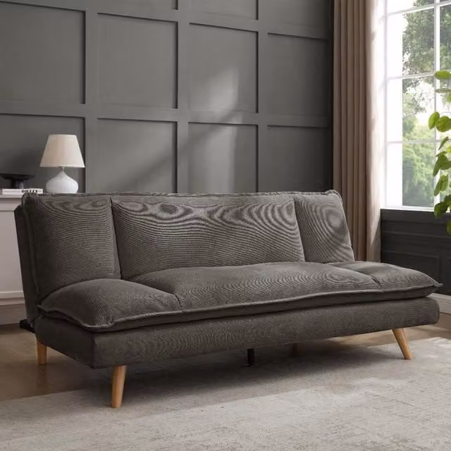 Home Detail Bonnet 3 Seater Linen Sofa Bed in Grey with Click Clack Sleeping Function, W/D/H: 190 x 117 x 84 cm – 1