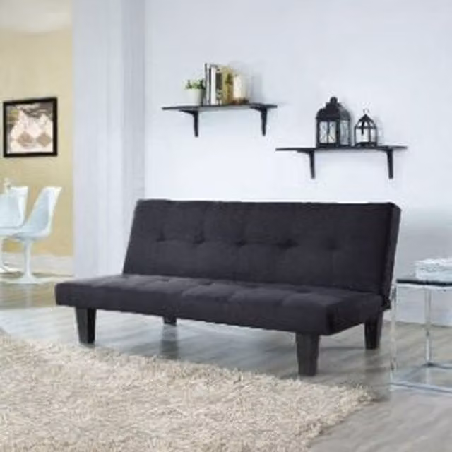 Anton 3 Seater Click-Clack Sofa Bed in Black Fabric