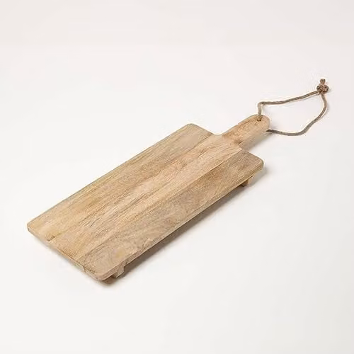 Homescapes Solid Mango Wood Rectangular Serving Board in Brown and Beige, W: 70 cm, D: 25 cm, H: 1.87 cm