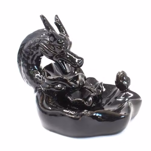 Ancient Wisdom Black Ceramic Dragon Pool Backflow Incense Burner – 2