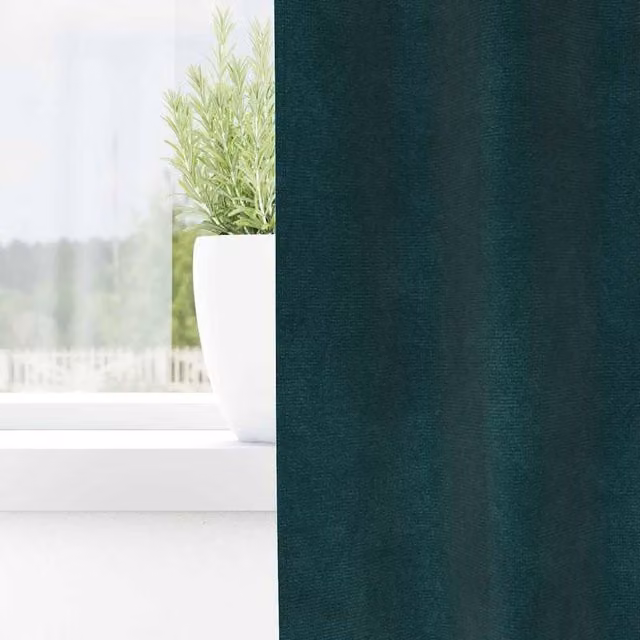 Berkfield Home Green Opaque Polyester Eyelet Curtains, W: 140 cm, H: 260 cm – 1