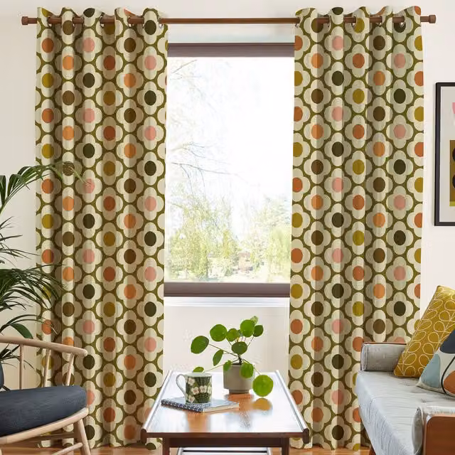Orla Kiely Multi Autumn Spot Flower Made To Measure Blackout Eyelet Curtains in Multicolour Cotton
