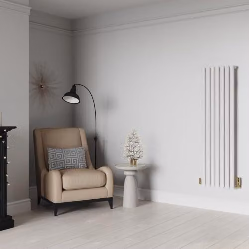 UK Radiators Omeara White Elliptical Tube Vertical Designer Radiator, H 140 cm x W 40.6 cm – 2