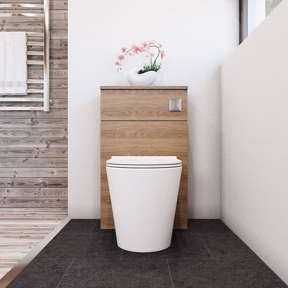 Balterley Contemporary Compact Freestanding WC Toilet Unit, Brown Light Oak, W: 50 cm – 1