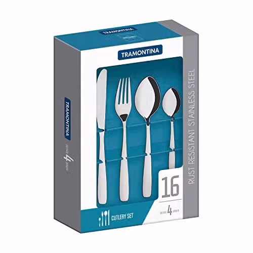 Tramontina 16-Piece Polished Silver Stainless Steel Cutlery Set – 1