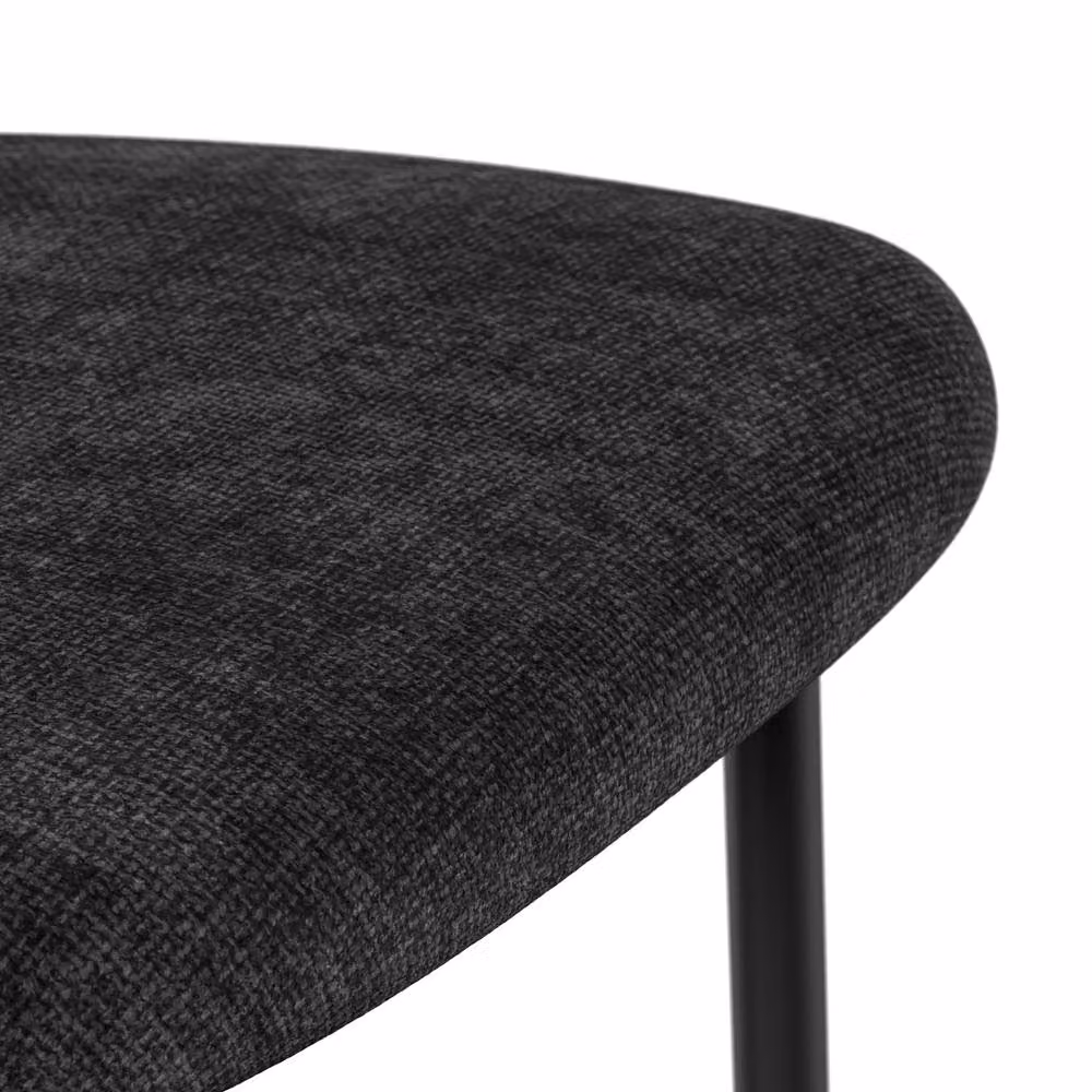 More4Homes Arlo Oak Round Dining Table and Myla Linen Dining Chair Set of 6 in Black, W: 120 cm, H: 75 cm – 3