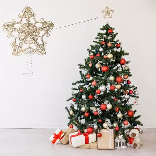 Shatchi Gold Glitter Star Christmas Tree Topper, 14.5 cm – 3
