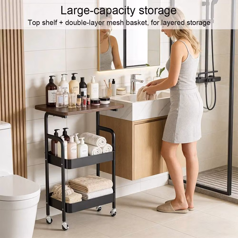 EONLION Black 3 Tier Metal Storage Trolley Cart for Kitchen and Bathroom – 3