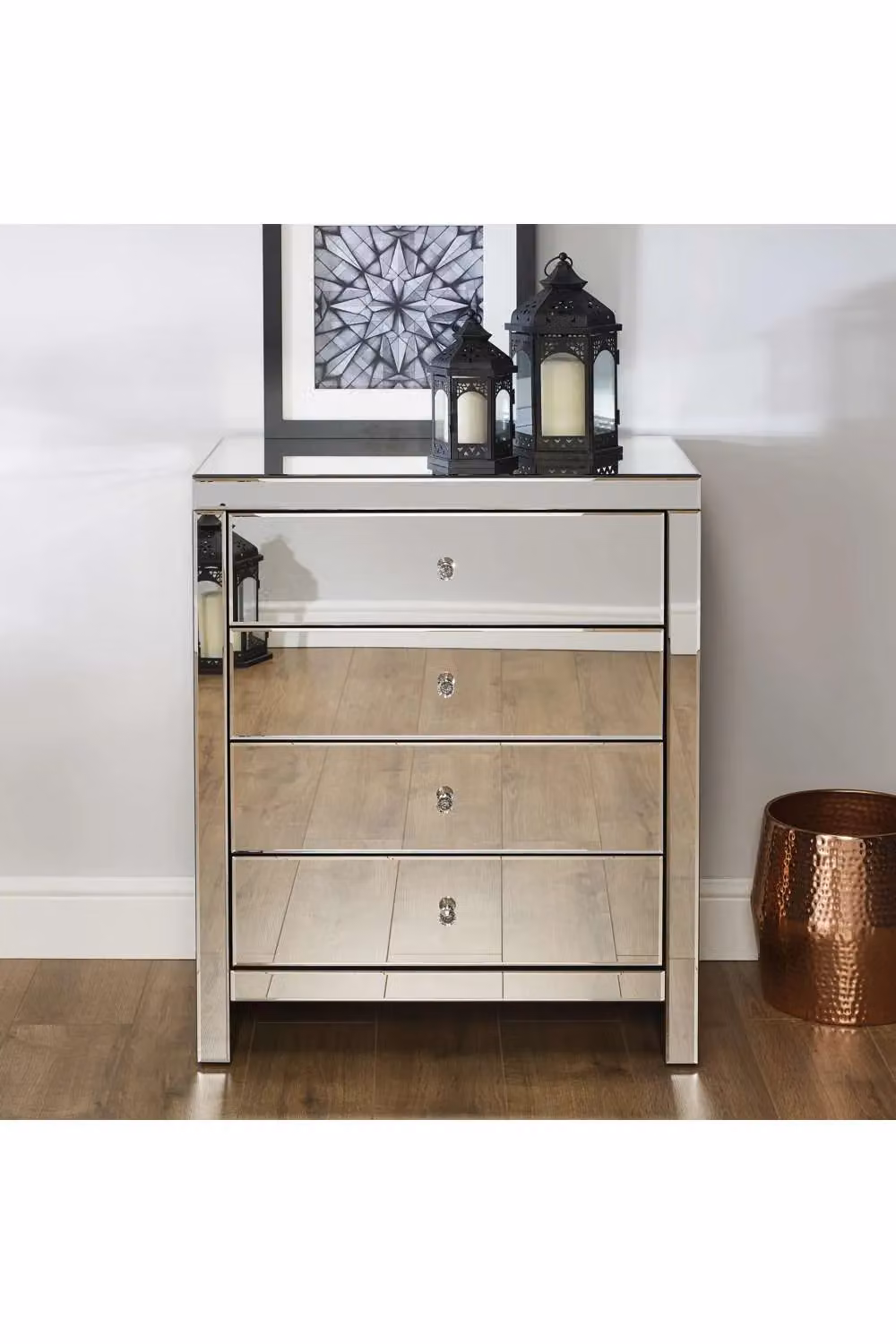 Birlea Seville 4 Drawer Mirrored Chest in Silver – 6
