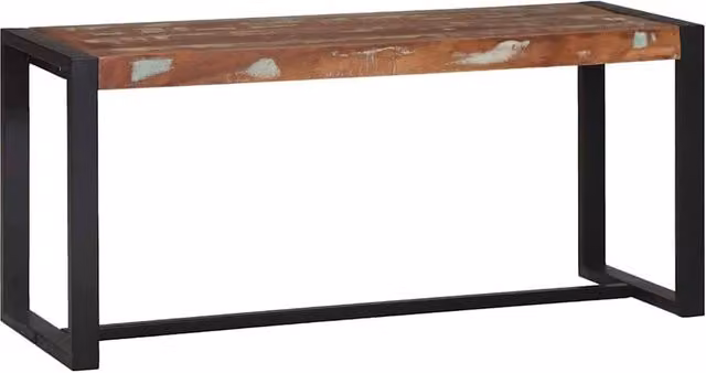 Berkfield Home Multicolour Rustic Reclaimed Wood Bench, W: 100 cm, D: 35 cm, H: 45 cm – 1