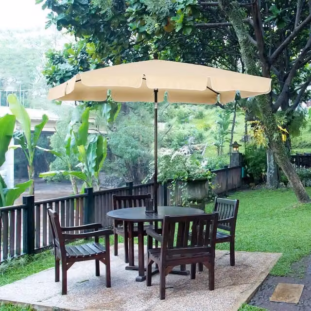 Outsunny Sun Umbrella Parasol in Beige and White with Aluminium Frame