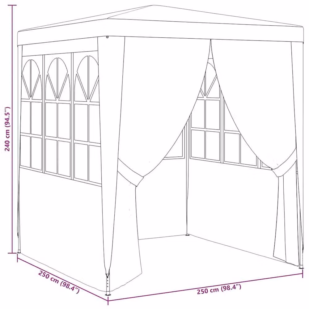 Berkfield Home Professional Party Tent with Side Walls, Blue, 2.5 x 2.5 m – 6