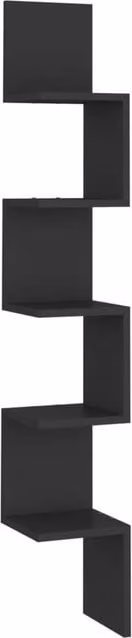 Berkfield Home Black Wall Corner Shelf in MDF, W/D/H: 20 x 20 x 127.5 cm