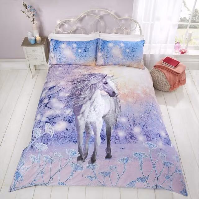 Rapport Home Magical Unicorn Polycotton Duvet Set and Pillowcase, Multicolour, W: 140 cm, L: 200 cm