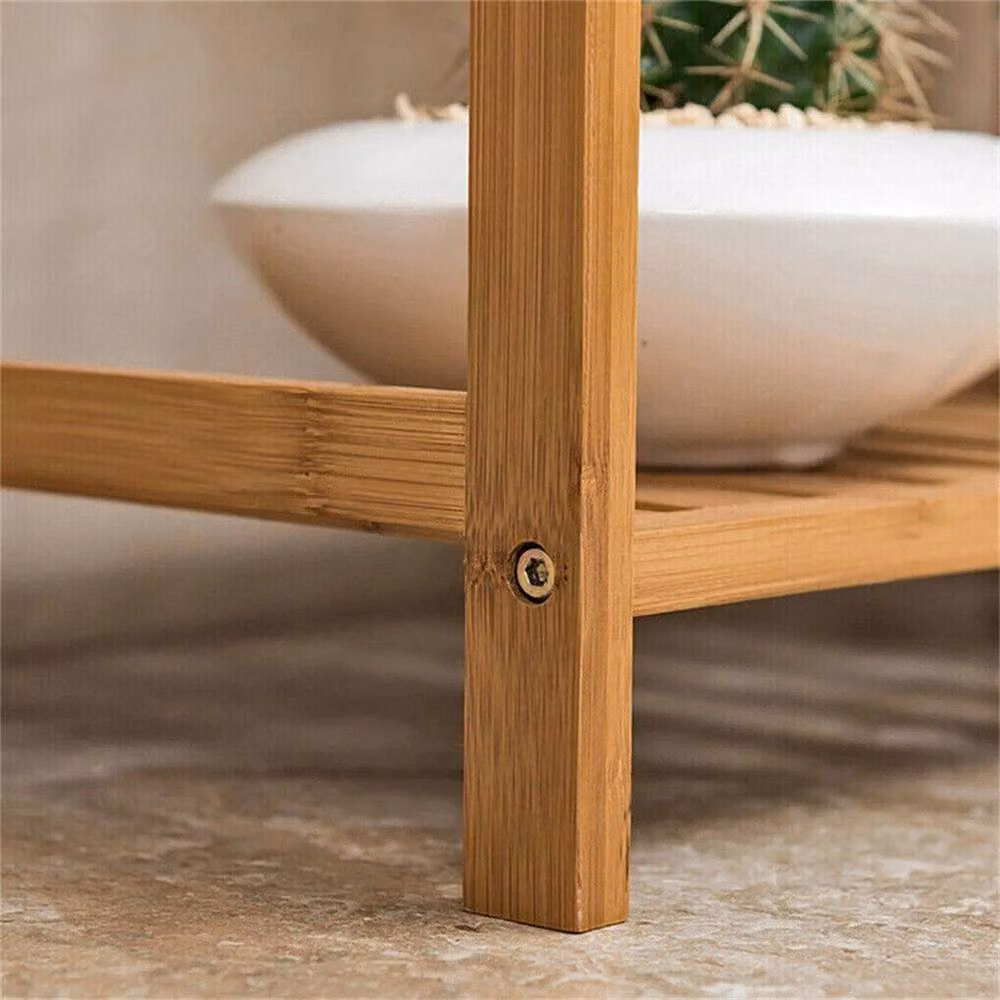NESTLUNE 4 Tier Wood Display Rack in Natural Brown and Beige, W: 100 cm, D: 60 cm, H: 99 cm – 4
