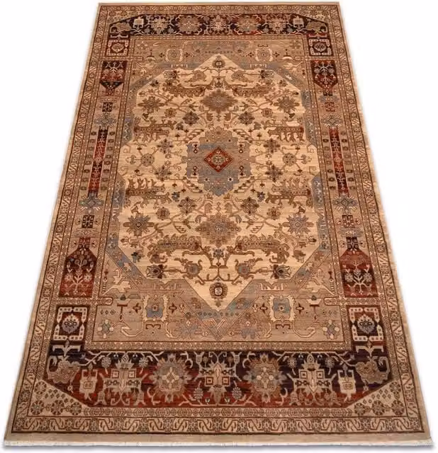 RugsX Wool Keshan Oriental Rug in Beige, W: 80 cm, L: 145 cm