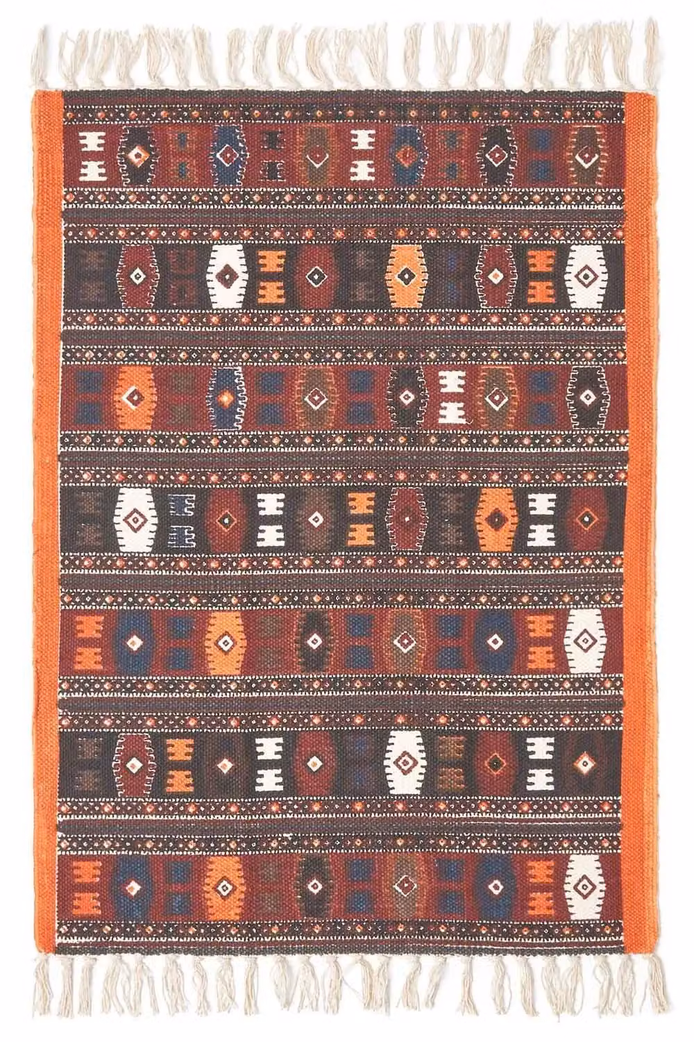 Homescapes Multicolour Ethnic Cotton Kilim Printed Flat Weave Rug, W: 120 cm x D: 120 cm – 3