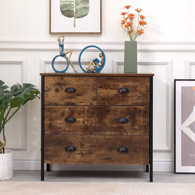 HMD Country House Sideboard Storage Cabinet in Black and Brown