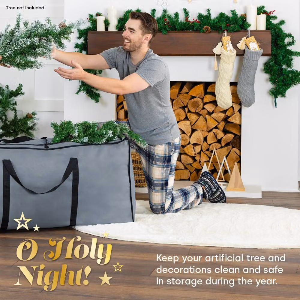 LIVIVO Heavy Duty 7ft Christmas Tree Storage Bag in Grey – 5