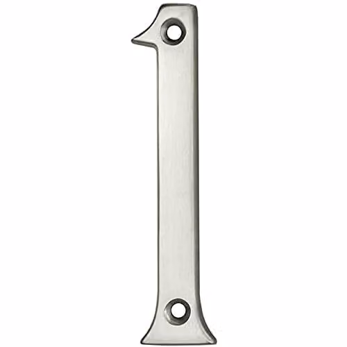 Loops Satin Chrome House Numeral Plaque, Height: 75 mm, Depth: 4 mm