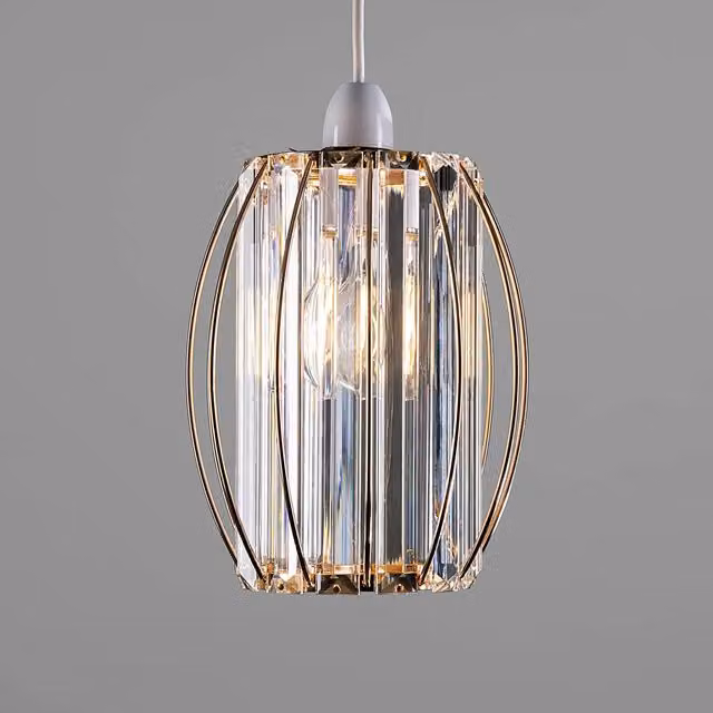 Giggi Cylinder Shape K9 Crystal Light Shade in Gold and Transparent