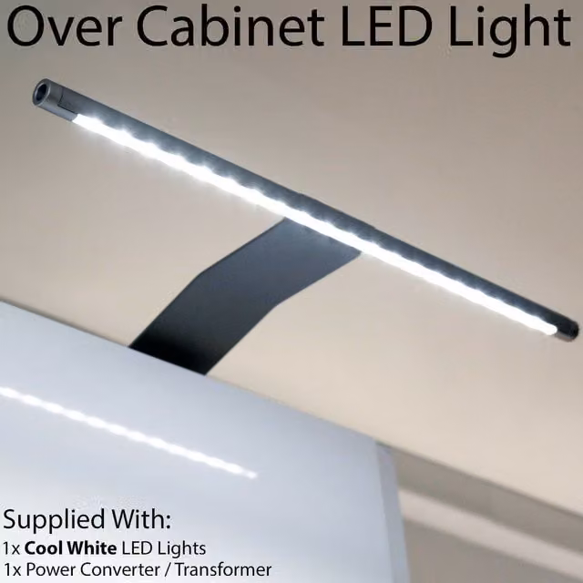 Loops Aluminium Over Cabinet LED Light and Driver Kit in Cool White and Silver for Kitchen, Bathroom, or Wardrobe Lighting