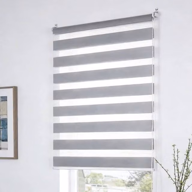 PAWNORA Zebra Day and Night Roller Blind in Grey, Width: 60 cm