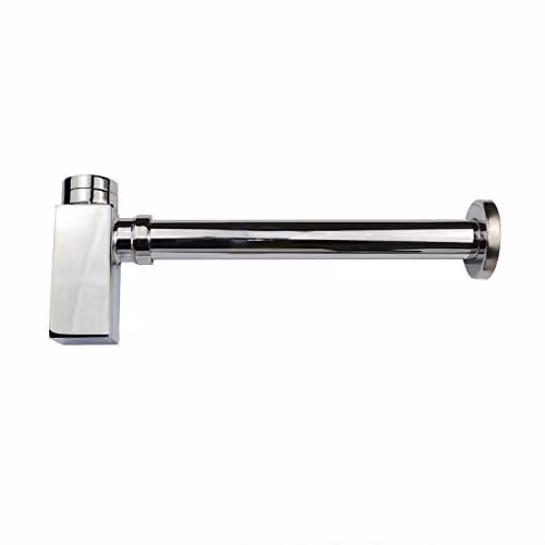 Nes Home Silver Chrome Square Brass Bottle Trap and Extension Pipe 1 1/4"
