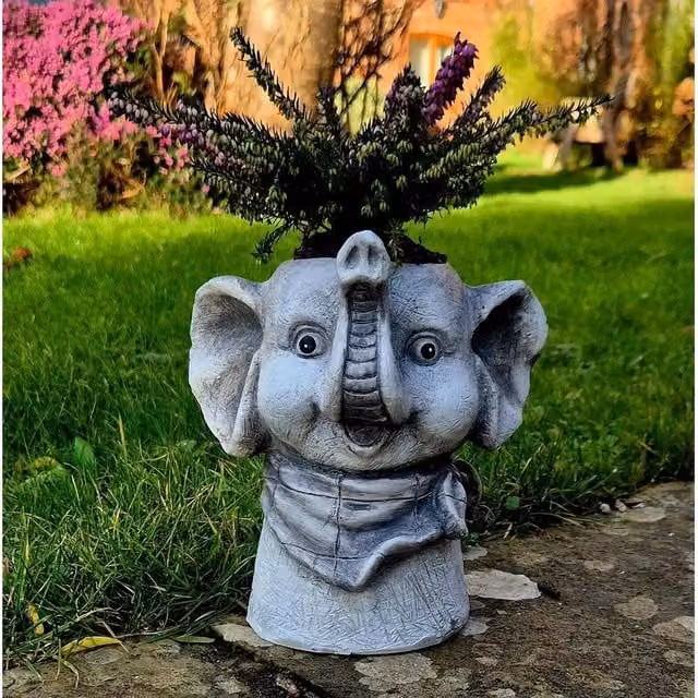 SPETLEK Grey Plastic Ornamental Garden Plant Pot Planter