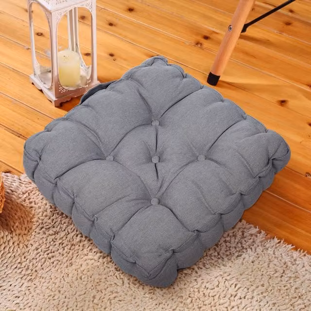 Livingandhome Grey Square Garden Chair Cushion with Carry Handle