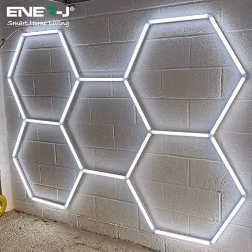 ENER-J 160W Hexagon LED Ceiling Light in White with CCT Switchable Colour Temperature for Garage and Workshop – 7