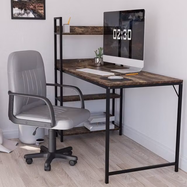 Vida Designs Morton Modern Grey Synthetic Leather Swivel Task Chair with Armrests