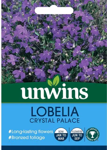 Unwins Crystal Palace Lobelia Flower Seeds, Blue and Purple, 1 g